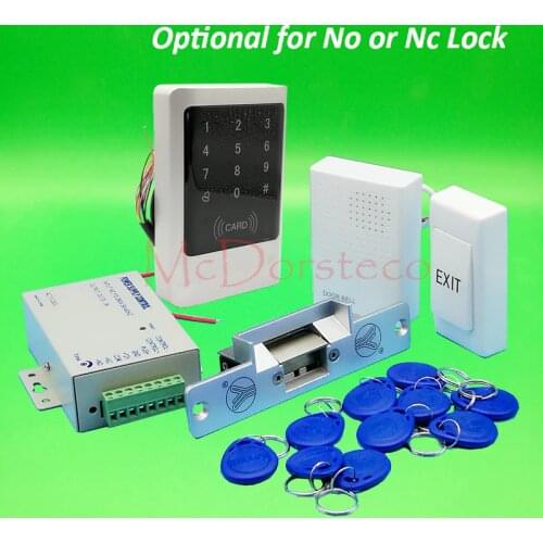 Metal IP68 Waterproof Full 125khz Rfid Door Lock control system Kit No Nc Strike Lock Touch Keypad rfid door Access Control