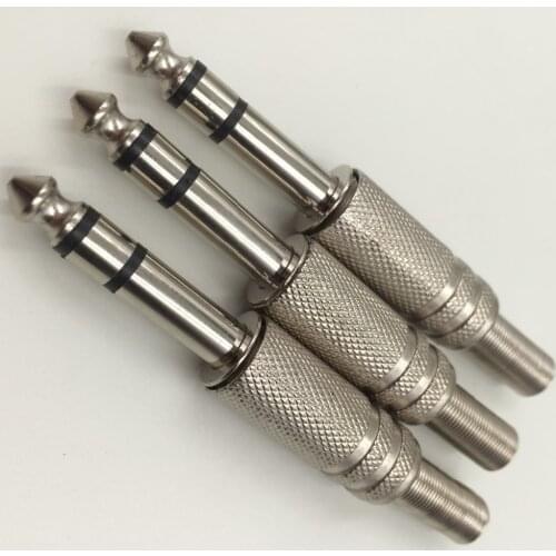 20pcs 1/4" 6.35mm TRS Stereo Metal Male Plug Audio Cable Connector w/Spring Tail