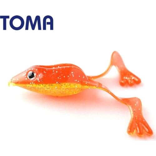 TOMA 6PCS/Lot Soft Frog Fishing Lures with Legs 5g 60mm New Arrival Rubber Frog Lure Jig Head Silicone Artificial Soft Bait