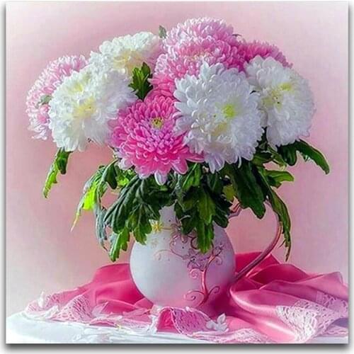 Colored Flowers Printed Fabric 11CT Cross Stitch Kit Embroidery DMC Threads Knitting Sewing Handmade Craft Wholesale Mulina