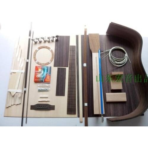 A Grade 40inch OM Guitar DIY Kit African Mahogany Neck Rosewood Back Side Ebony Fingerboard