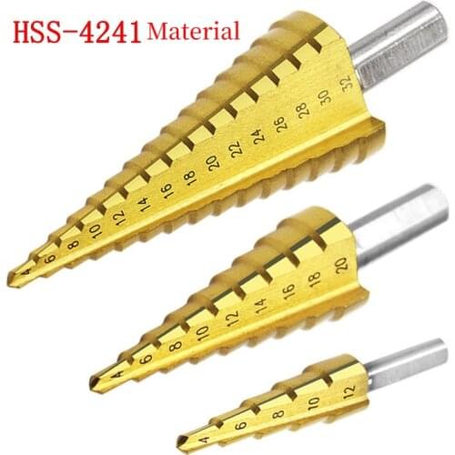 4 -32mm HSS Titanium Coated Metal Hex Core Drill Bits High Speed Steel Step Drill Bit Set Cone Hole Wood Cutter Taper Metric
