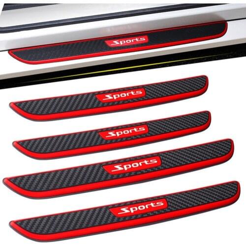 4pcs Carbon Fiber Car Scuff Plate Door Sill Cover Panel Step Protector Guard