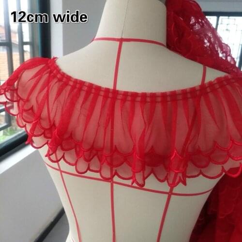New Red Transparent Mesh Gauze Embroidery Lace DIY Ms. Childrens Trendy Clothing Fluffy Skirt Cuffs Body Decoration Baby Bib