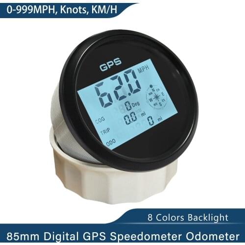 New 8 Colors Warranted 85mm Car Truck Boat GPS Speedometer Digital LCD Speed Gauge Compass with GPS Antenna