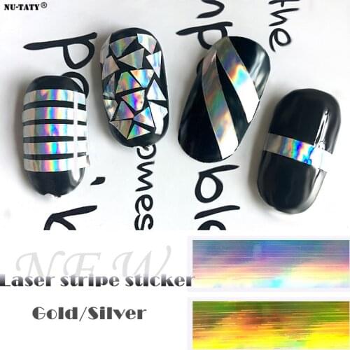 Nu-TATY Strap rubber gold and silver laser nail stickers colorful laser stickers laser line stickers Tools nail sticker