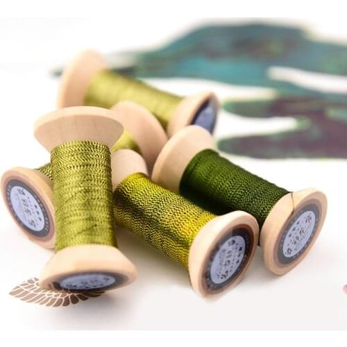 Olive green series of Gold Line/French embroidery thread/embroidery spool/colorful gold embroidery thread /50 meters/roll