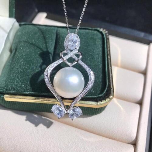 DIY Jewellery Mounts 925 Sterling Silver Pendant Base Settings Mountings Findings Parts for Pearl Crystal Jade Agate 5pcs/lot