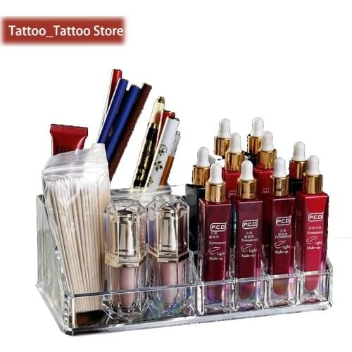 Tattoo Ink Display Stand Holder Empty Rack Acrylic Clear Cosmetic Tattoo Supplies Lipsticks Manicure Tool Organizer Storage