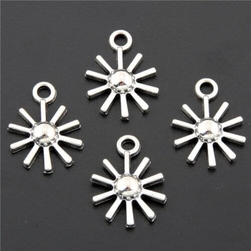 30pcs Silver Color Sun Flower Charms Pendant Findings Accessories DIY Choker Necklace A2687