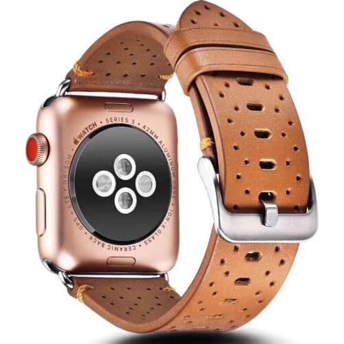Real bracelet Band For Apple Watch strap Genuine Leather 38mm 42MM 40mm 44mm for iWatch Series 5/4/3/2/1 classic Buckle