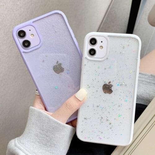 Luxury Star Bling Glitter Transparent Phone Case For iPhone 11 12 mini Pro Max XS X XR 7 8 6 Plus SE 2020 Soft Shockproof Cover