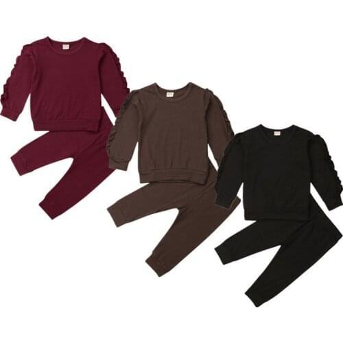 2pcs Toddler Baby Girls Kids Long Sleeve Flower Tops+Long Pants Leggings Casual Outfit Clothes Set 0-3Y