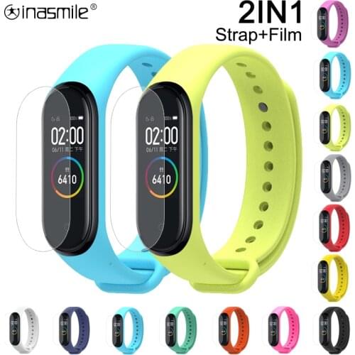 Bracelet For Xiaomi mi band 2 3 4 Strap Pulseira Replacement Silicone Wriststrap For Xiaomi Mi Band 2 Strap+Screen Protector