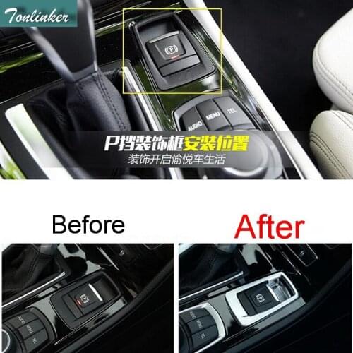Tonlinker 1 PCS Car Styling ABS Chrome Electronic Handbrake P Block Light Cover Case Stickers for Bmw 2 Series 218i Accessories