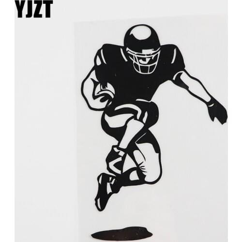YJZT 9.6CMX14.2CM Football Player Silhouette Vinyl Car Sticker Black/Silver 8A-0257