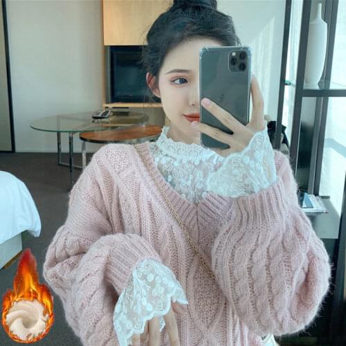 Restonic shan Long Sleeve Mesh Female 2020 Autumn and Winter Turtleneck Small Shirt Top Blusas Ropa De Mujer
