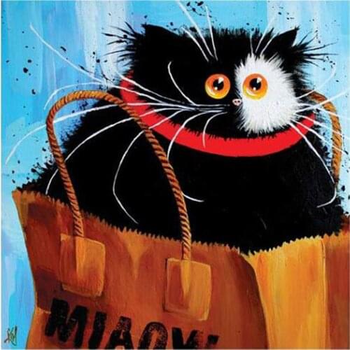 Cartoon Cat Printed Water-Soluble Canvas 11CT Cross-Stitch Embroidery Set DMC Threads Knitting Painting Handicraft Gift