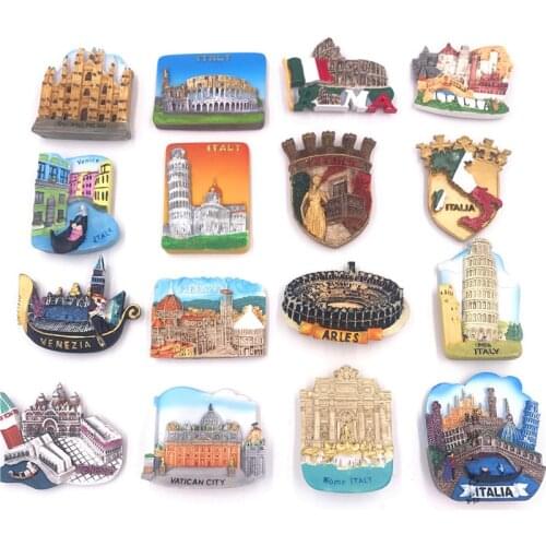 High-end resin three-dimensional refrigerator stickers Italy Rome Venice travel memorial collection creative magnetic stickers