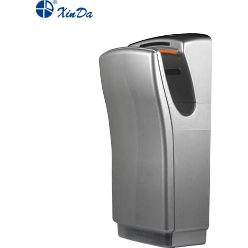 The Xinda GSQ 80 ABS Silver BLDC Professional Jet Hand Dryer Automatic Infrared Sensor with Air Filter Fiber and Water Tank