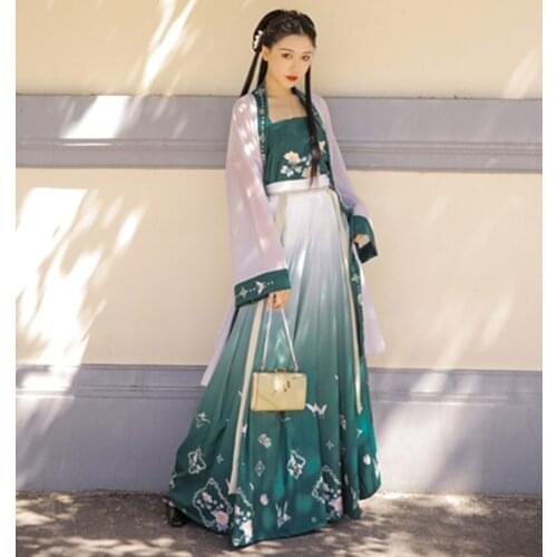 Yuyaonu Hanfu Women Chinese Ancient Song Dynasty Tang Suit Girls Hanfu Dress Cosplay Hanfu Folk Dance Clothes