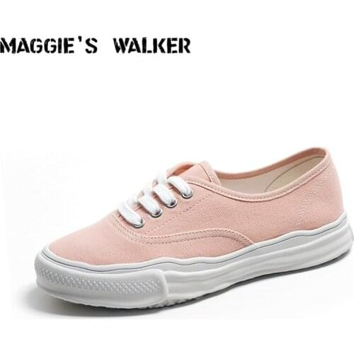Maggies Walker New Arrival 2019 Women Trendy Candy-colored Slip-on Canvas Shoes Platform Canvas Casual Loafers Size 35~40