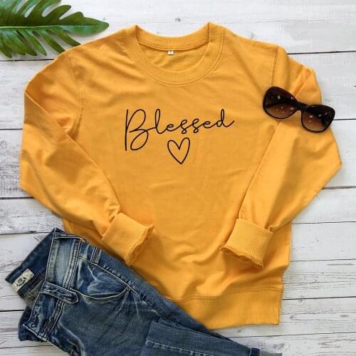 Blessed Heart Sweatshirt Aesthetic Women Long Sleeve Jesus Pullovers Casual Crewneck Christian Sweatshirts Outfits Drop Shipping