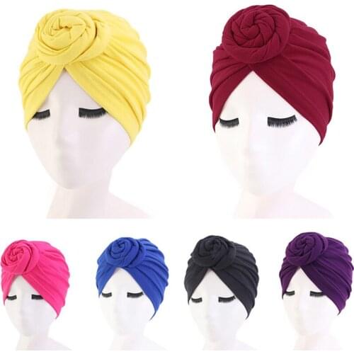 Women Donut Turban Caps Chemo Hat Islamic Cotton Head Scarf Hat Female Turbans Muslim Cap Chemotherapy Cap