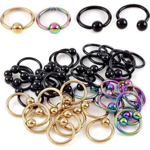 10PCS Lot Pinksee Titanium Anodized Steel Curved Eyebrow Nose Lips Nipple Piercing Body Jewelry Wholesale