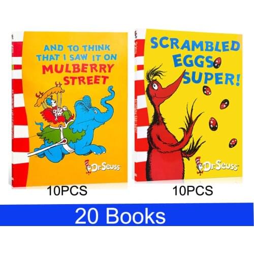 20PCS SCRAMBLED EGGS SUPER / AND TO THINK THAT I SAW IT ON MULBERRY STREET Dr.Seuss Series Child English Story Picture Book