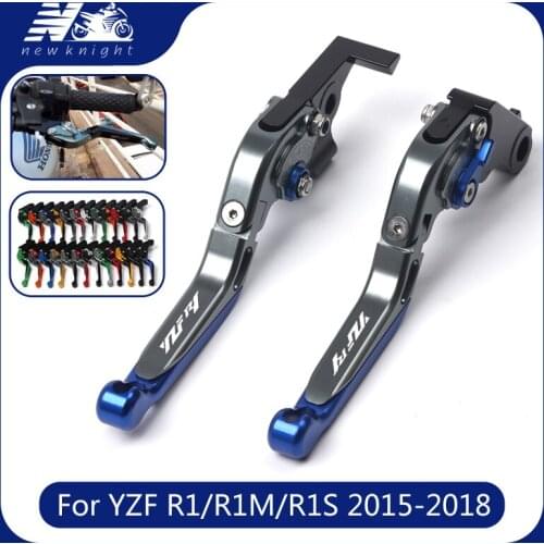 20 colors with logo For Yamaha YZF R1/R1M/R1S 2015 2016 2017 2018 CNC Adjustable Folding Extendable Brake Clutch Lever