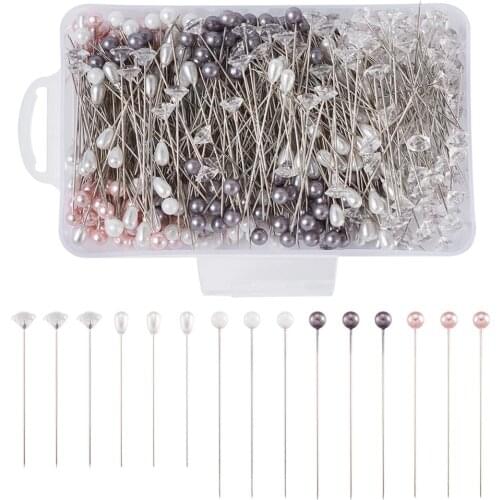 500pcs Acrylic Imitation Pearl/Plastic Round Beads Head Pins Sewing Pins Straight Quilting Pins Dressmaker Jewelry Decoration