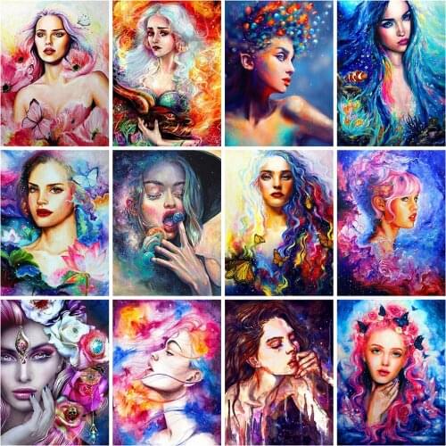 HUACAN Full Square 5d Diamond Painting Woman Handicraft DIY Diamond Embroidery Portrait Mosaic Pictures Wall Art