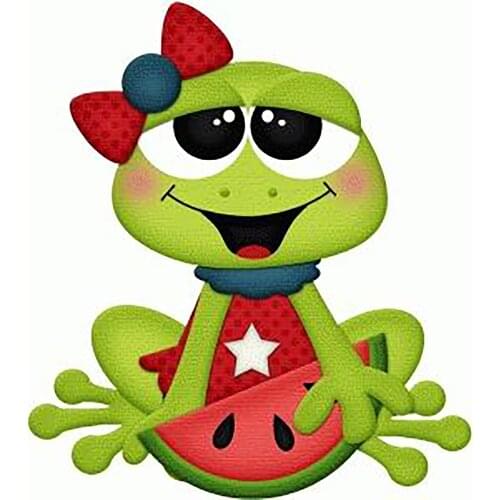 Bow Frog Princess Girl Eating Watermelon Metal Cutting Dies Animal Baby Doll Stencil for DIY Scrapbooking Cards Decorative