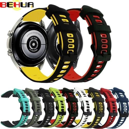 BEHUA 22mm/20mm Watch Strap Band For Samsung Galaxy watch 3 41mm 45mm Active 1/2 40mm 44mm Gear S2/S3 Sport Bracelet Wristband