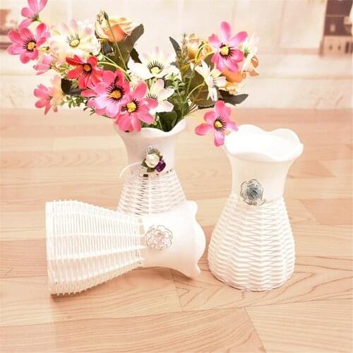 White rattan-like plastic vase Home Decor Nice Rattan Vase Basket Flowers Meters Orchid Artificial Flower Set 2021 nnewest #45