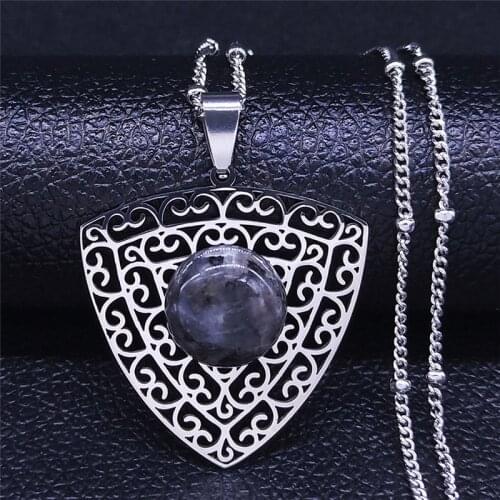 Boho Flower of Life Stainless Steel Flash Stone Silver Color Charm Necklace for Women Jewelry bijoux femme 2021 N4319S04