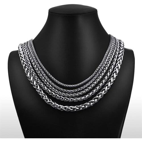 Jiayiqi 3-8mm Stainless Steel Keel Chain Filled Solid Necklace With Lobster Clasps Long Men Women Hiphop Jewelry Necklace Gifte