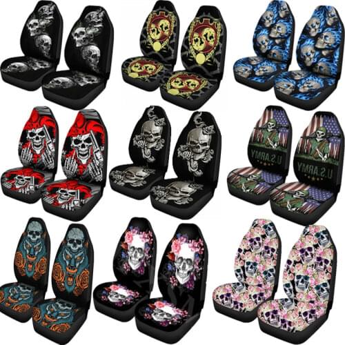 AIMAAOCar Seat Cover 3D Skull Printing Universal Car Front Seat Protector Seat Car Accessories Cushion Full Cover for Most Car