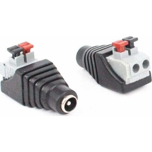 20pcs/lot Clip Spring 5.5*2.1mm Female Non Soldering DC Power Socket for CCTV Camera LED Power Connection