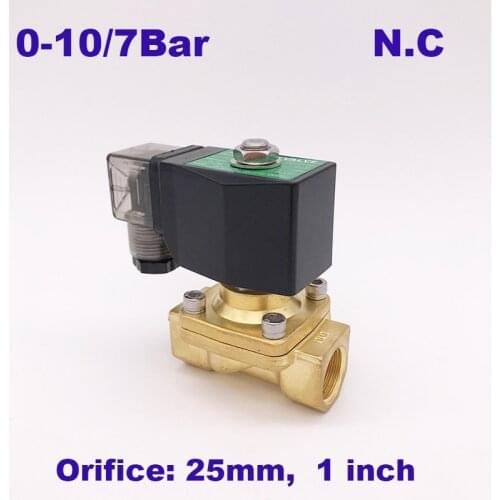 GOGO 2 way Pneumatic Brass 1 inch water solenoid valve zero pressure start 12V DC Orifice 25mm normal close PU-25 with plug type
