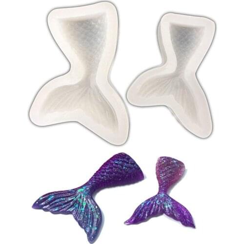 Mermaid Tail Pendant Silicone Mold Decorating Clay Tools Translucent Jewelry Accessories Epoxy Resin Molds Cake Biscuits Mould