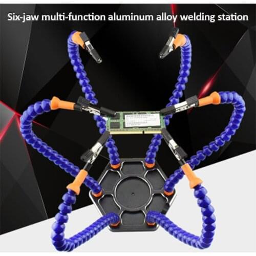 Helping Hands Soldering Tool 6 Flexible Arms Six Arm Soldering Station with Swiveling Alligator Clip for Repair Modeling Crafts