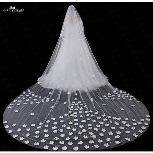 LZP031 Veil One Layer Veil 5 Meters 3D Bridal Lace With Flowers
