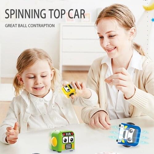 Cute Cartoon Inertial Car Spinning Top Toy Funny Bus Fire Engine Model Car 3 Educational Toys for Boy Christmas Toy Gift