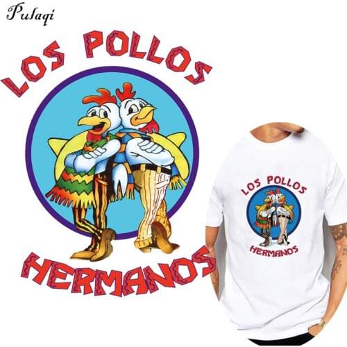 Fashion Breaking Bad Thermo Stickers On Clothes LOS POLLOS Hermanos Heat Transfers Adhesive For Clothing Accessories Stripes