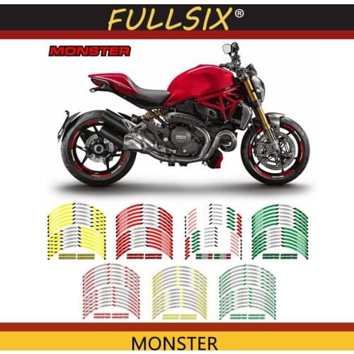 Motorcycle front and rear wheels Edge Outer Rim Sticker Reflective Stripe Wheel Decals For DUCATI MONSTER 695 696 796 1100 1100S