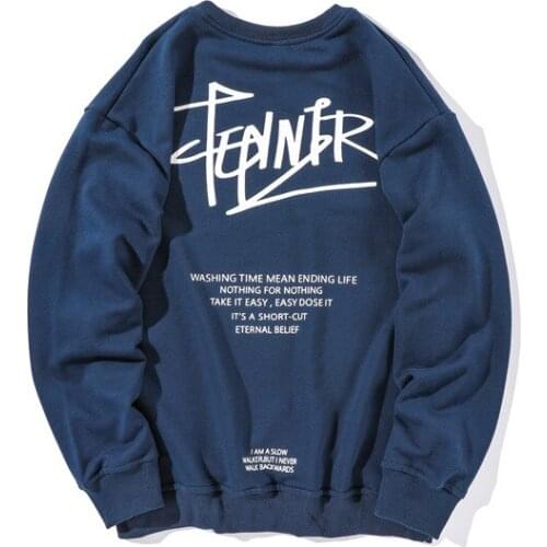 19 autumn college wind hooded round neck men and women trend letter print loose casual