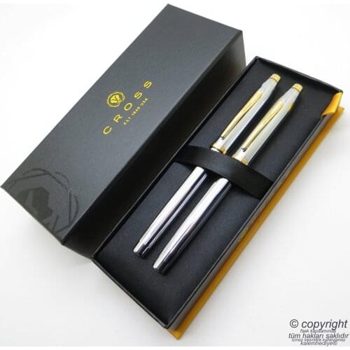 Cross 3349 Medalist Gold Fountain Pen + Roller Pen Set | Cross Pen | İsme Special Pen