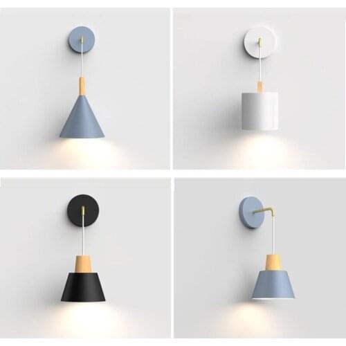 Modern Indoor LED Wall Lamp Black White Gray Parlor Bedroom E27 Wall Light Aisle Corridor Single Head Wall Lamp Luminaire Sconce